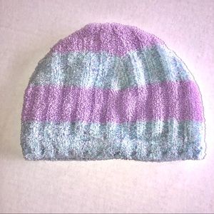Purple Blue Stripe Hat Winter Snow Cap Beanie